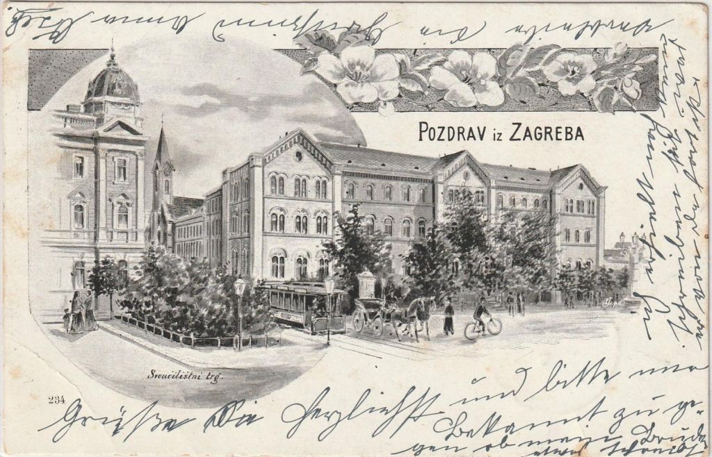Razglednica Zagreb 1901. godine. Sveučilišni trg